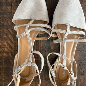 Maurices Cream Strappy Flats